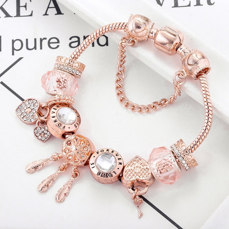 Enchanting dreamcatcher rose gold bracelet