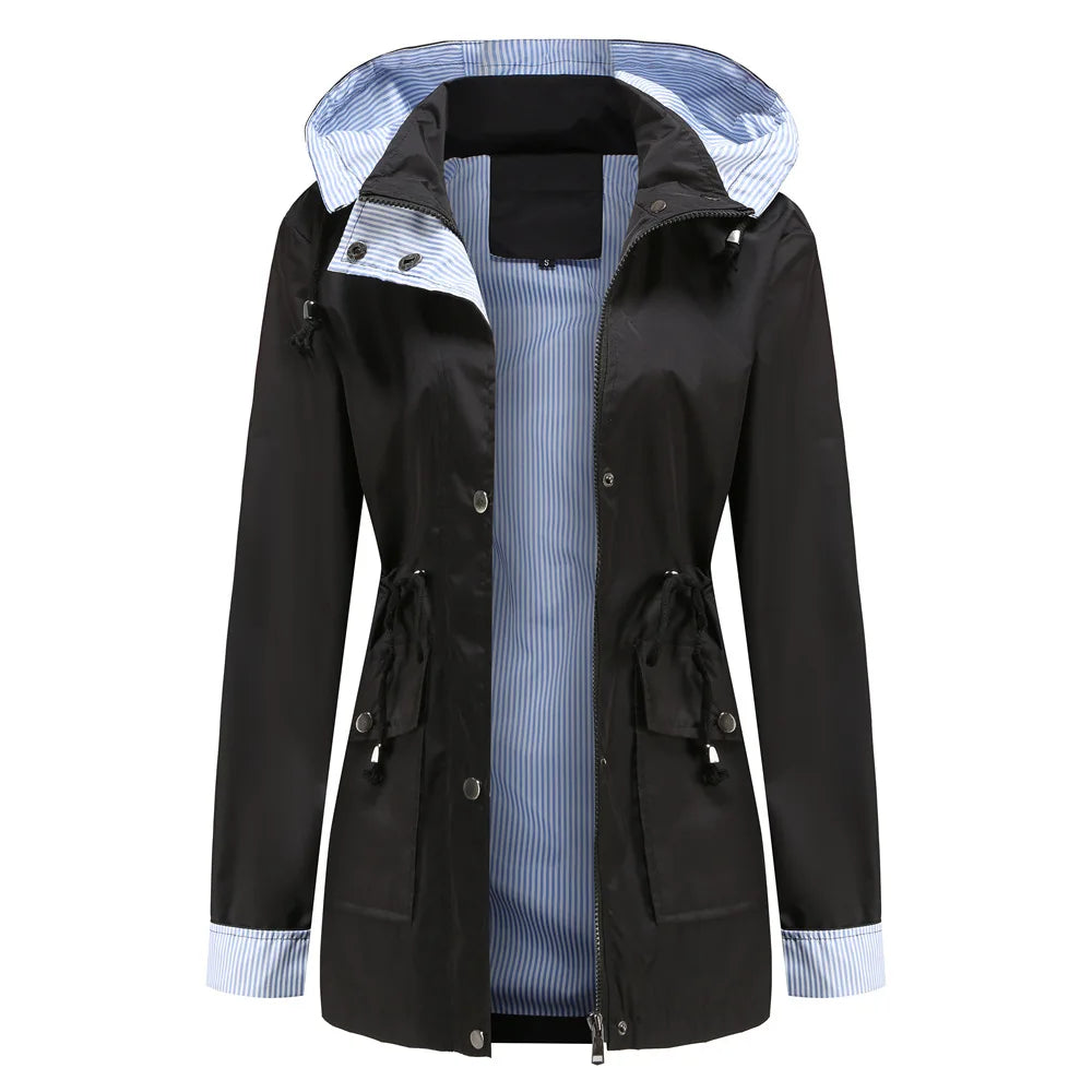 Women's hooded waterproof windbreaker