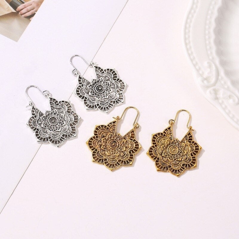 Lotus mandala earrings
