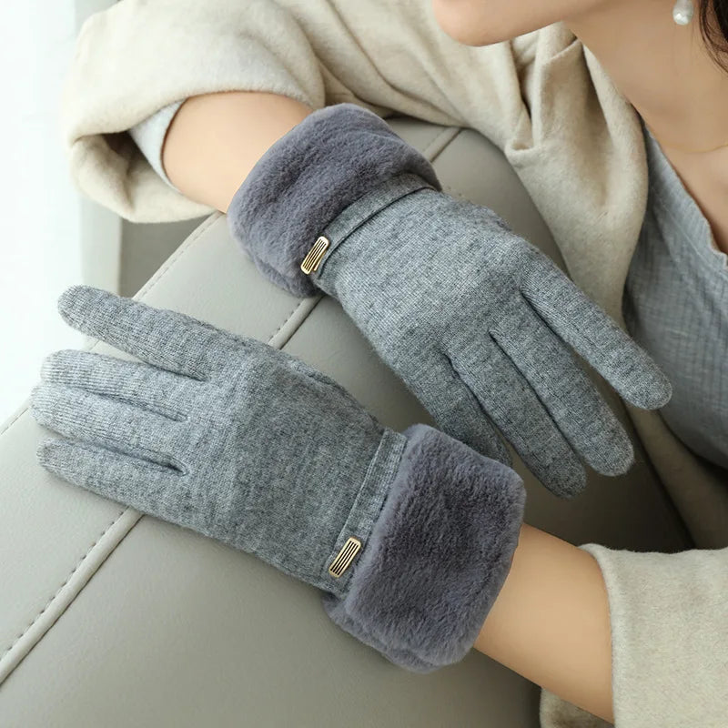 Amelia Snug Fit Gloves | Fleece Cuff Buckle Gloves