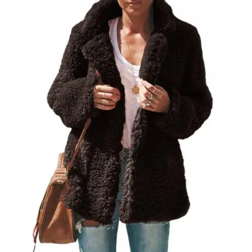 Women's warm teddy fleece plush coat