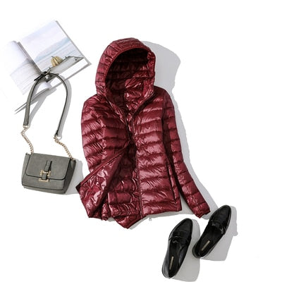 Women ultra light winter down jacket
