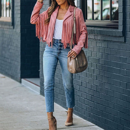 Women's trendy fringe jacket