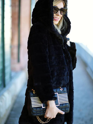 Women's oversized faux fur hooded coat