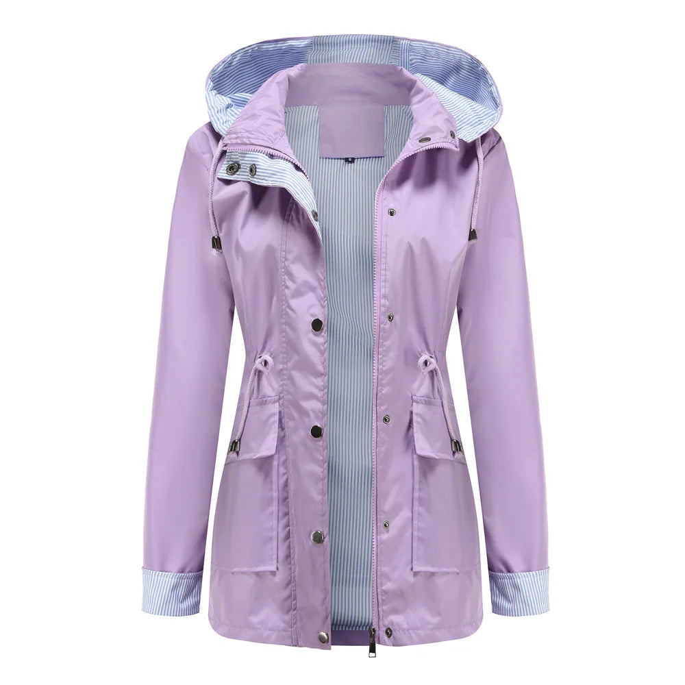 Women's hooded waterproof windbreaker