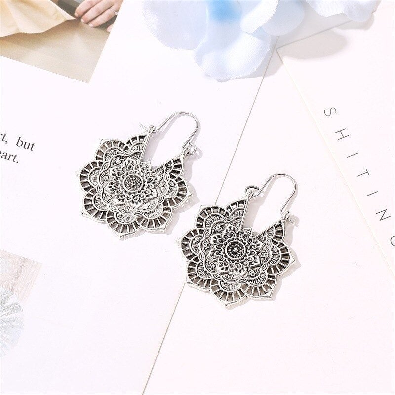 Lotus mandala earrings