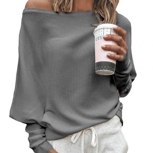 Women's Off-Shoulder Sweater - Ribbed Knit - Loose Fit - Long Sleeve Casual Wear