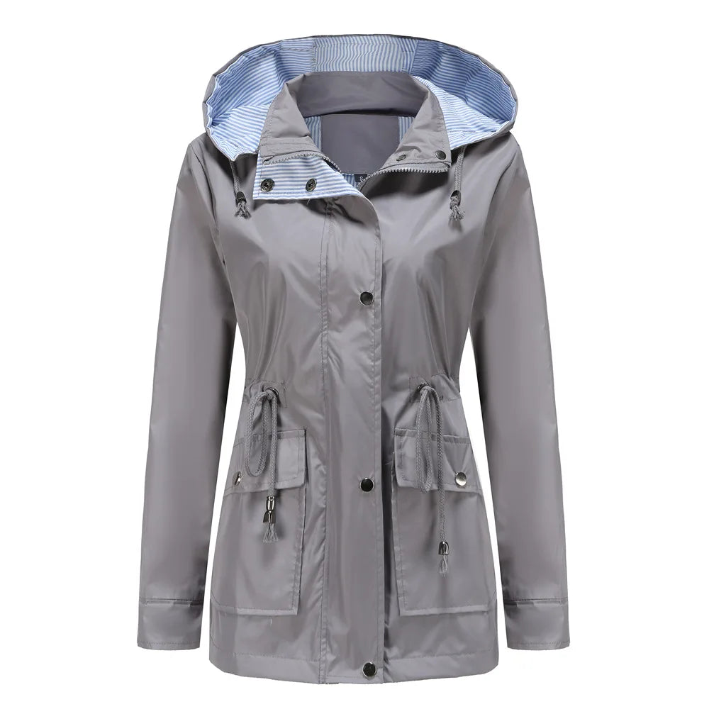 Women's hooded waterproof windbreaker