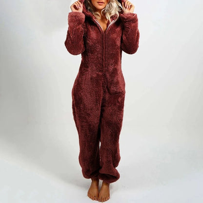 Women's pajama romper with hoodie sleepwear