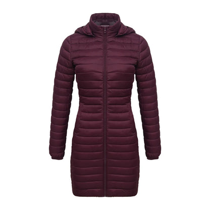 Women's slim fit detachable hood zipper cotton winter jacket