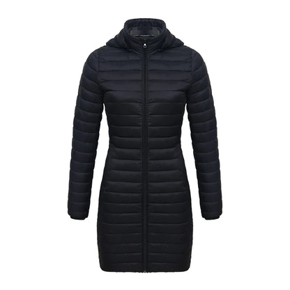Women's slim fit detachable hood zipper cotton winter jacket