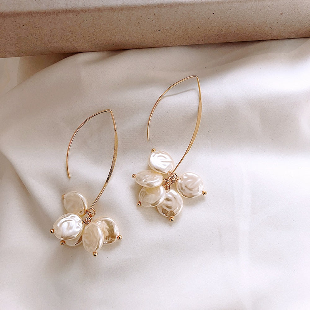 Pearl and crystal drop earrings