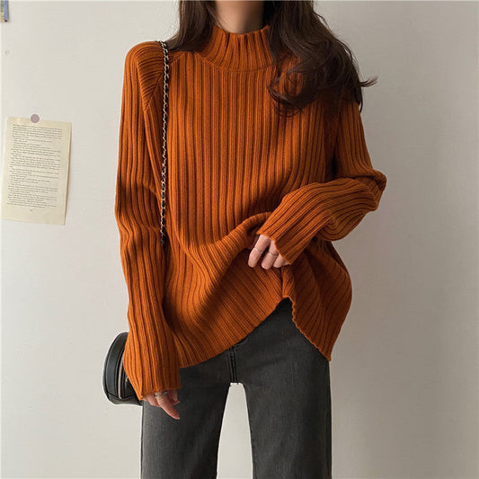 Ribbed Texture Relaxed Fit Knit Sweater
