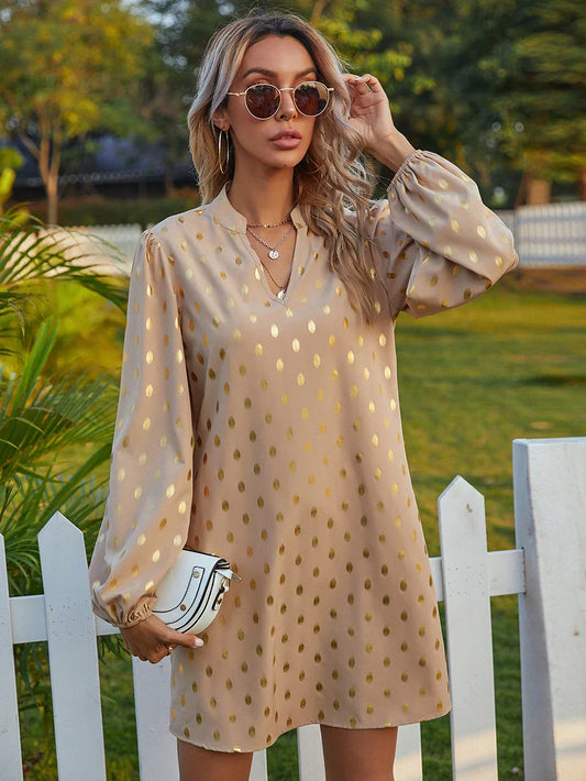Polka Dot Lightweight Puff Sleeve Dress