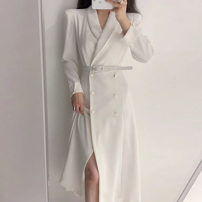 Women’s Trench Coat – Tailored Fit – Double Breasted – Belted Long Wool Blend