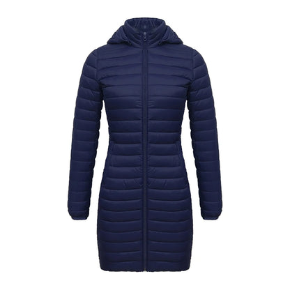 Women's slim fit detachable hood zipper cotton winter jacket
