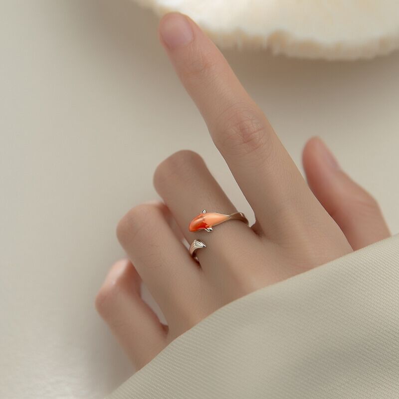 Handcrafted adjustable goldfish ring