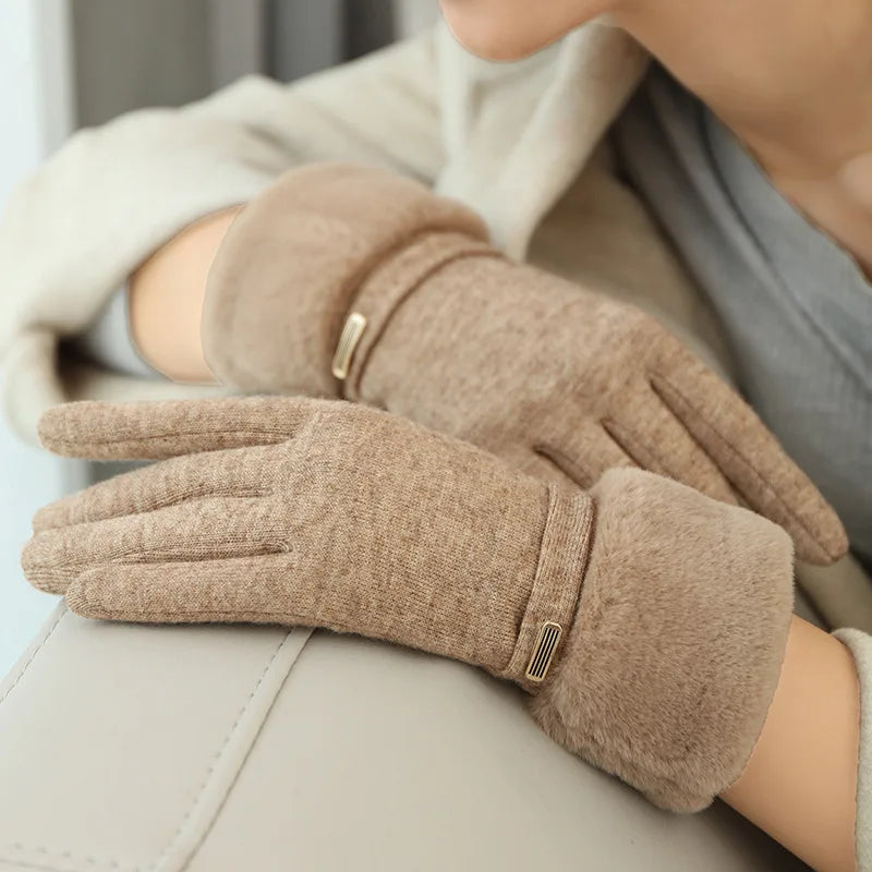 Amelia Snug Fit Gloves | Fleece Cuff Buckle Gloves