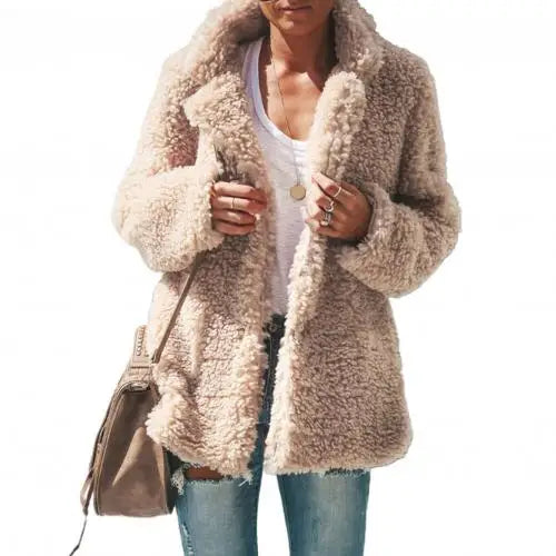 Women's warm teddy fleece plush coat
