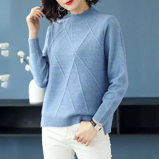 Relaxed Fit Ribbed Half-Turtleneck Pullover Sweatshirt 