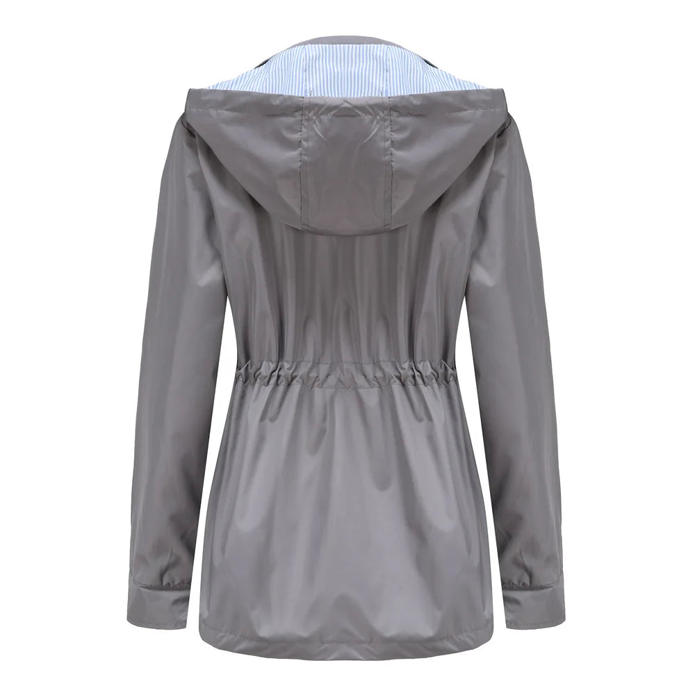 Women's hooded waterproof windbreaker