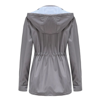 Women's hooded waterproof windbreaker