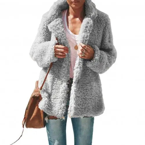 Women's warm teddy fleece plush coat