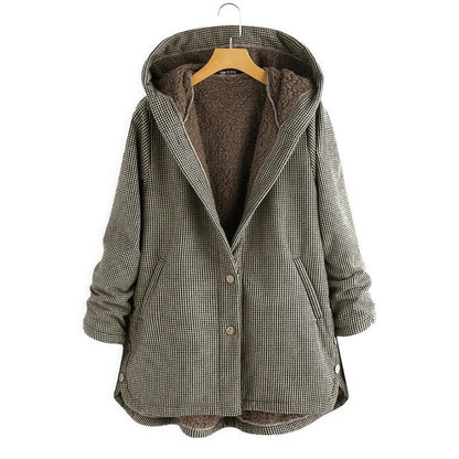 Women's plaid hooded winter jacket