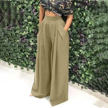 Wide-leg fall pants for women