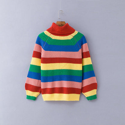 Women's rainbow stripe sweater
