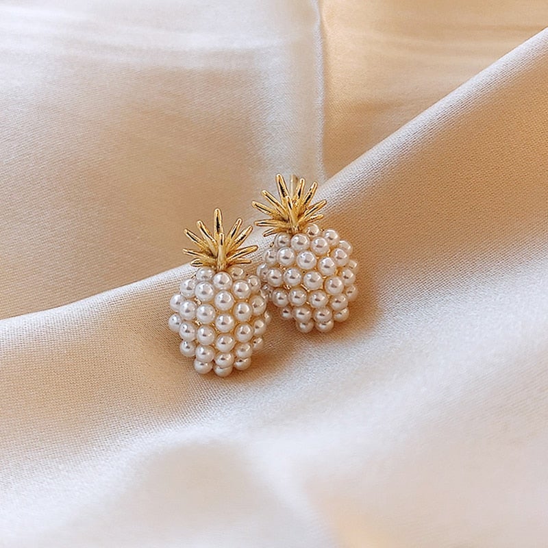 Tropical pineapple pearl earrings