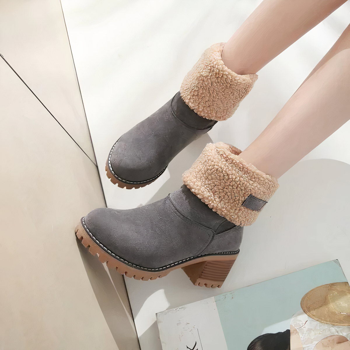 Versatile square heel winter boots for women