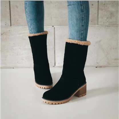 Versatile square heel winter boots for women