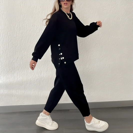 Relaxed Fit Knit Fabric Sweater and Jogger Set