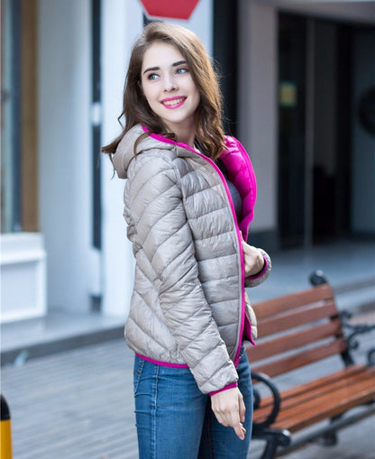 Women's ultra-light reversible down jacket