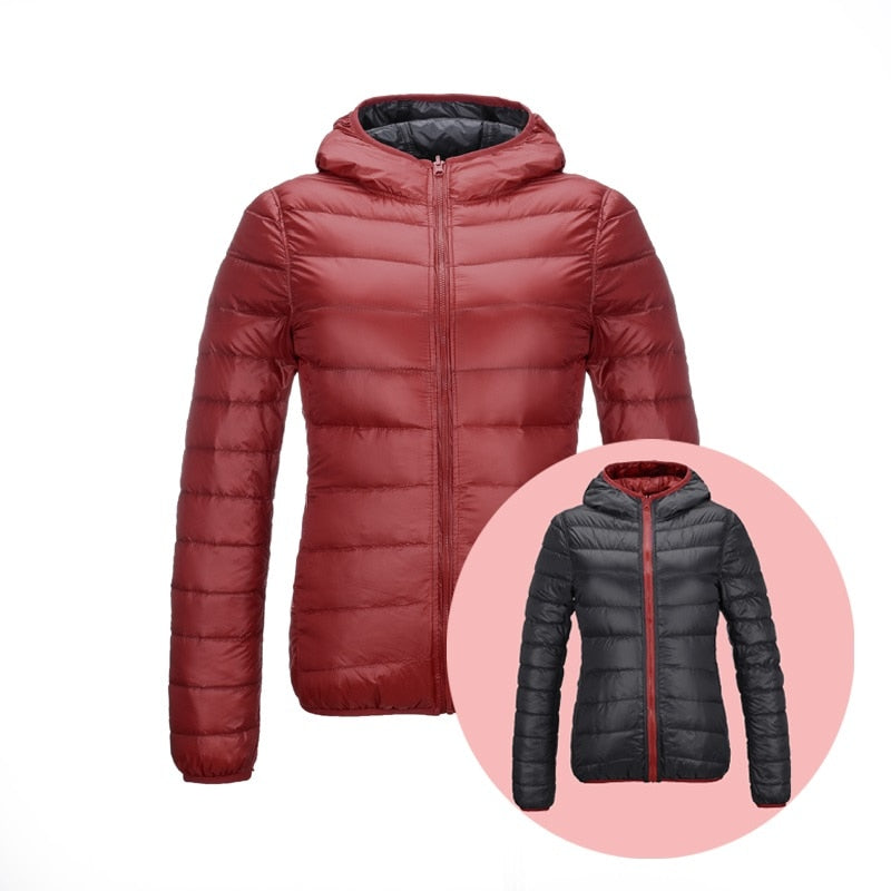 Women's ultra-light reversible down jacket