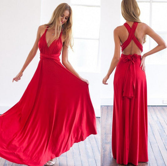 Halter Neck Waist Tie Maxi Dress