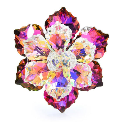 Shining glass flower brooches