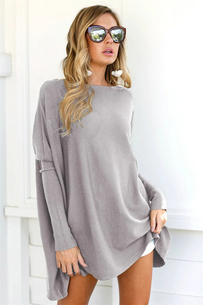 Women’s Pullover Sweatshirt – Oversized Fit – Soft Knitted – Tunic Length – Casual Style