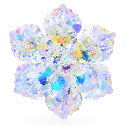 Shining glass flower brooches