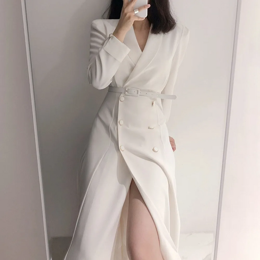 Belted Tailored Wool Blend Trench Coat 