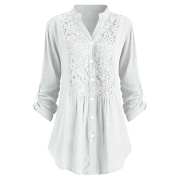 Loose lace stitching shirt for women