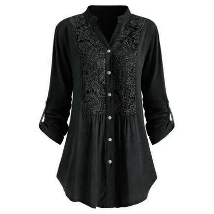 Loose lace stitching shirt for women