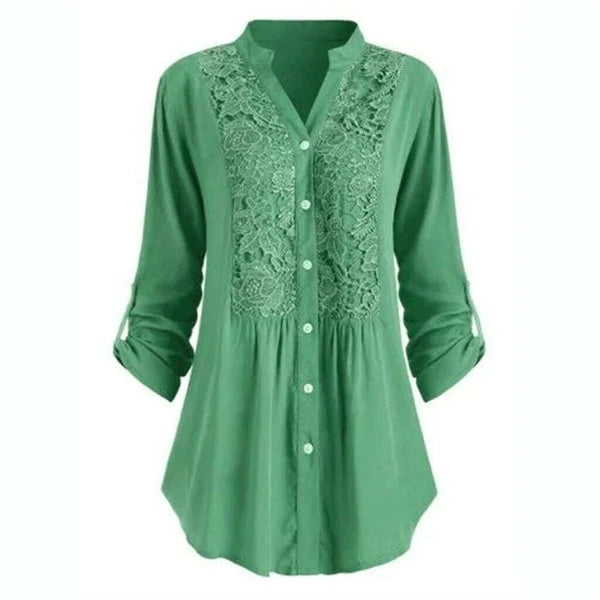 Loose lace stitching shirt for women