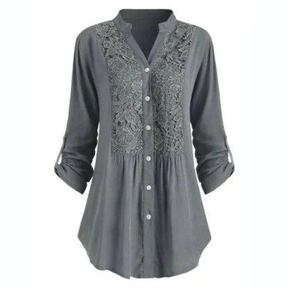 Loose lace stitching shirt for women