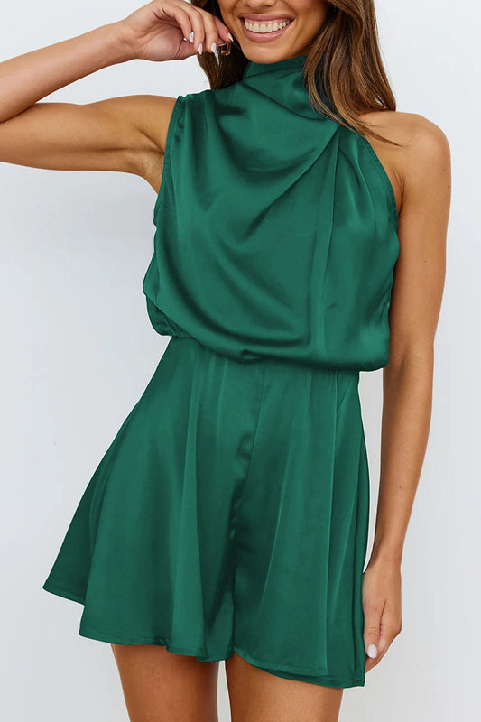 Asymmetrical Halter Sleeveless Romper