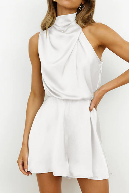 Women's halter asymmetrical sleeveless romper