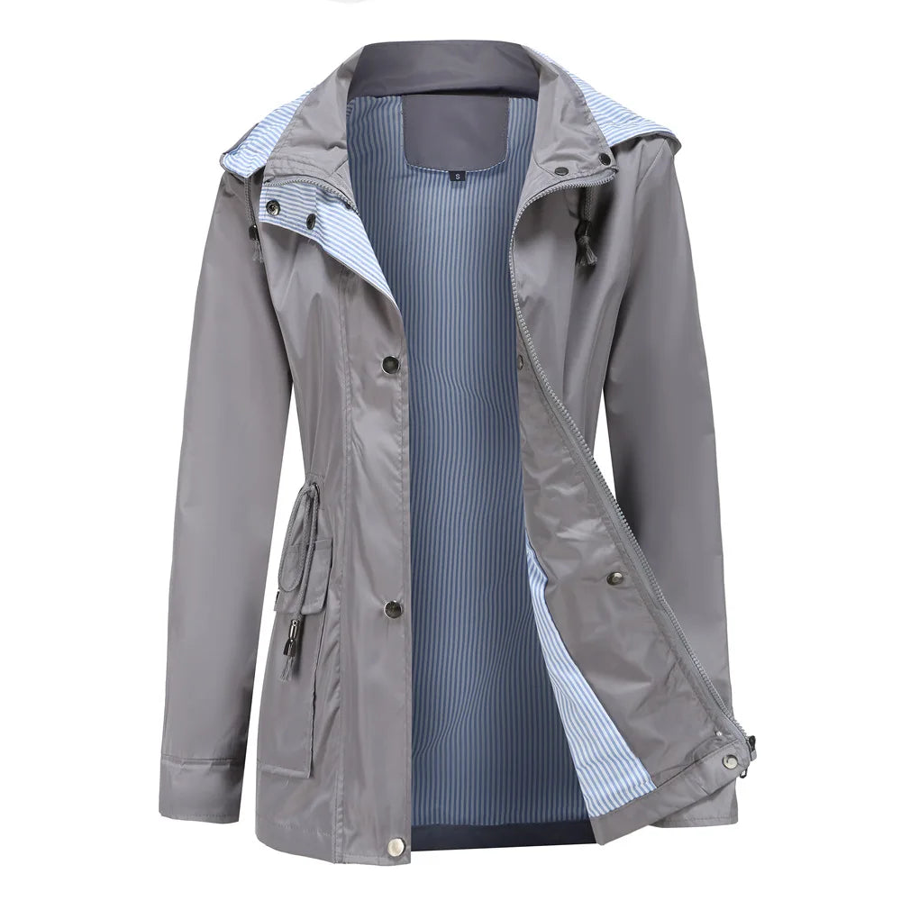 Women's hooded waterproof windbreaker