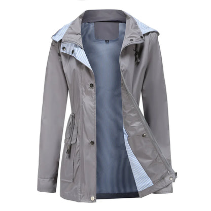 Women's hooded waterproof windbreaker