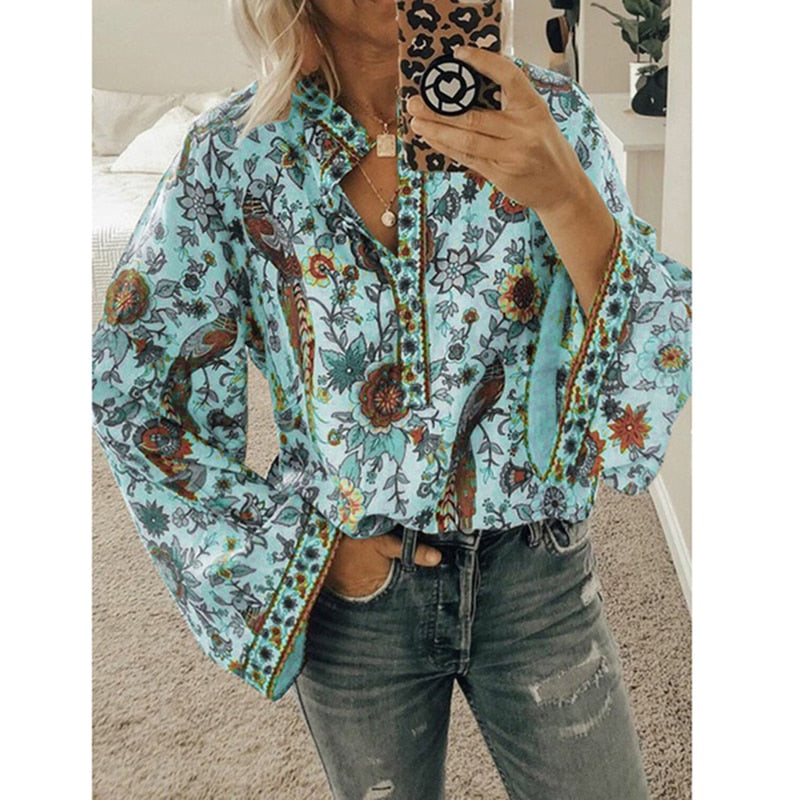 Celine - Elegant Boho Chic Women's Shirt